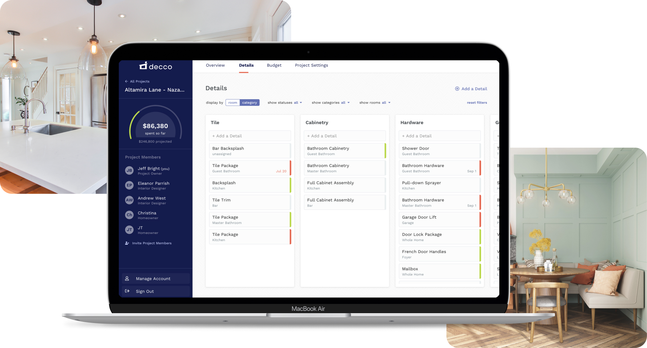 Decision management for builders, designers and homeowners